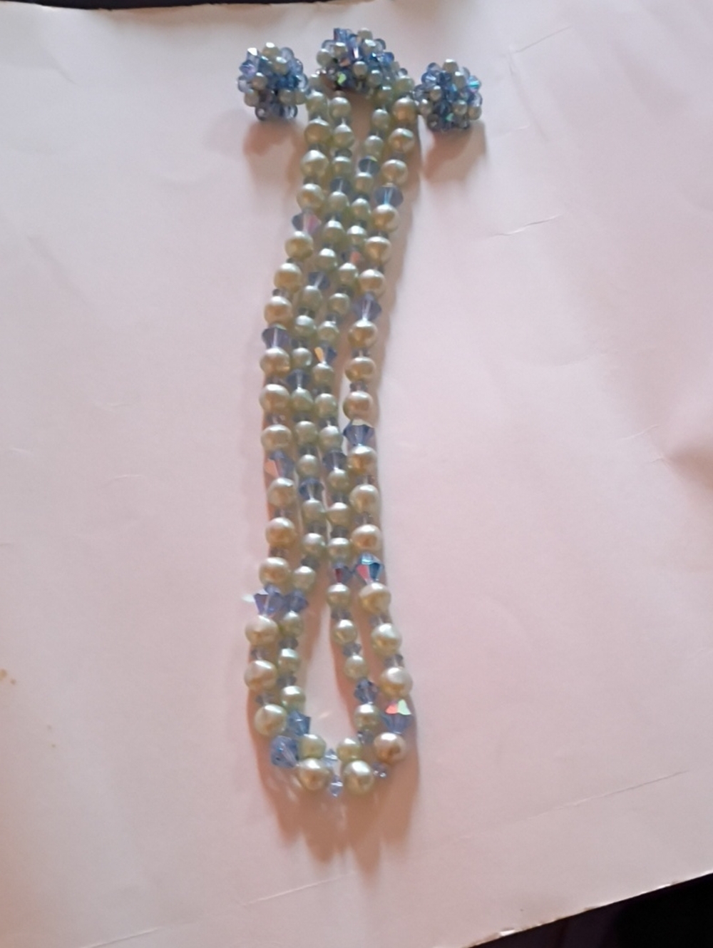 Multi Strand Necklace.  With Clip On Earrings
